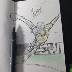 a drawing of a man doing a trick on a skateboard