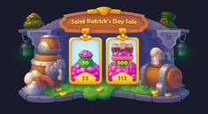 the slot machine for saint patrick's day sale is displayed in front of a dark background