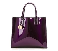 This fabulous patent leather tote can also be used as a cross body for versatility. These bright colors just pop and this handbag can easily transition from day to evening. This one-of-a-kind bag even features enough room to carry an iPad or a magazine. Branded Tote Bags, Patent Leather Bag, Patent Leather Handbags, Elegant Bags, Handbags Casual, Leather Handbags Women, Women Bags Fashion, Designer Crossbody Bags, Leather Bag Women