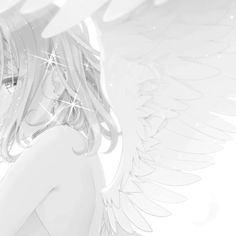 an angel with long hair and white wings