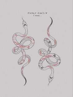 two red and white snakes on a gray background