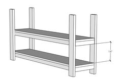 a drawing of a bunk bed with two shelves on each side and one shelf at the bottom