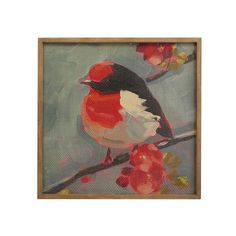 a painting of a bird sitting on a branch