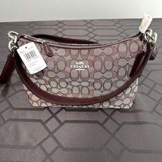 Coach Monogram Printed Burgundy/Light Brown Bag. Shoulder Or Crossbody. New With Tags. Shoulder Bag Aesthetic, Coach Monogram, Boho Lifestyle, Bridal Boots, Dream Bags, Coach Crossbody Purse, Vintage Coach Bags, Brown Crossbody Bag, Bags Coach