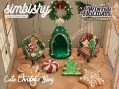 an image of christmas decorations on the cover of simsy winter holidays 2013 issue, with gingerbread cookies and candy canes