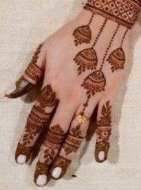 a woman's hand with henna tattoos on it