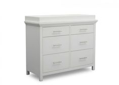 a white dresser with four drawers and two doors