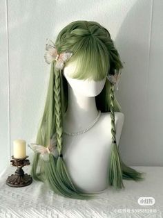 Aesthetic Wigs, Sage Hair, Elf Hair, Cool Hair Designs, Traditional Hairstyle, Hair Inspiration Long, Fairy Hair, Dyed Hair Inspiration, Cosplay Hair