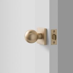 an open door with a knob on the front and side of it, in gold