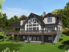 this is an artist's rendering of a two story house with porches and balconies