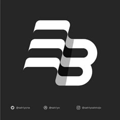 the letter b is made up of white and black lines on a dark gray background