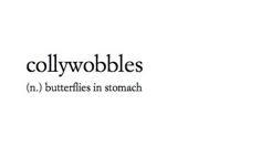 the words collywobbles are written in black and white on a white background