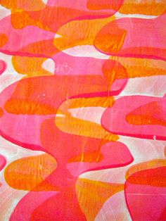 an abstract painting with orange and pink colors