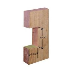 a wooden block with measurements for the top and bottom part, on a white background