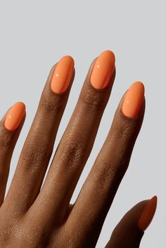 Neon Coloured Nails, Summer Nails Inspiration Orange, Pastel Orange Nails Peach, Cantaloupe Nails, Orange Creamsicle Nails, Spring Orange Nails, Soft Orange Nails, Simple Orange Nails, Coral Orange Nails