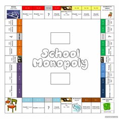 a board game with the words school monopoly on it