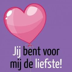 a pink heart shaped balloon with the words ji bent vor mij de liefste