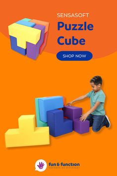 This image contains: A child playing with a sensasoft puzzle cube Sensory Seating, Therapist Resources, Puzzle Cube, Early Childhood Learning, Gross Motor Activities