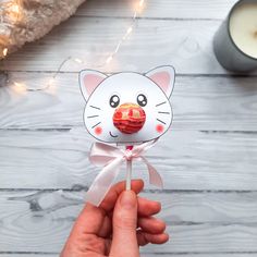 Cat Lollipop, Sucker Holder, World Cat Day, Lollipop Holder, National Cat Day, International Cat Day, Candy Crafts, Paper Roll Crafts, Candy Holder