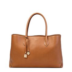 Elegant Cognac Shoulder Bag For Workwear, Timeless Brown Shoulder Bag With Handle Drop, Cognac Leather Shoulder Bag With Handle Drop, Elegant Cognac Business Bag, Elegant Cognac Bag For Business, Elegant Business Cognac Bag, Elegant Business Bag In Cognac, Elegant Calf Leather Tote Satchel, Elegant Calf Leather Shoulder Bag For Daily Use