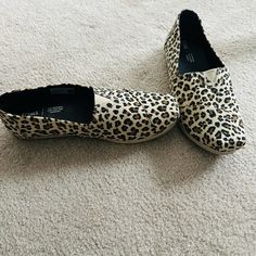 New Never Worn Tom’s Slip On Cheetah Print Shoes Cheetah Print Shoes, Slip On Flats, Womens Toms, Shoe Print, Flat Color, Toms Shoes, Cheetah Print, Flat Shoes Women, Loafer Flats