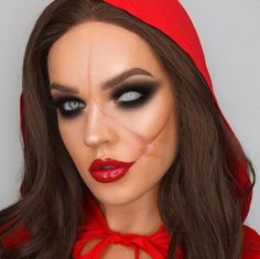 Scar Makeup Halloween, Fake Scar Makeup Halloween, Halloween Makeup Scar Easy, Eye Scar Makeup Halloween, Halloween Scar Makeup Looks, Red Riding Hood Makeup, Simple Halloween Makeup, Blood Makeup, Scar Makeup