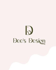 the logo for dee's design is shown on a pink background with white waves