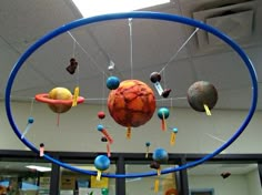 the solar system is hanging in an office