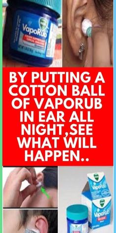 By Putting a Cotton Ball of VapoRub In Ear All Night, See What Will Happen.. Men's Health Fitness, Healthy Beauty, Flat Stomach, Yoga For Beginners, Get In Shape