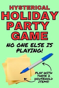 a flyer for a holiday party game with notes and pen on top of it,