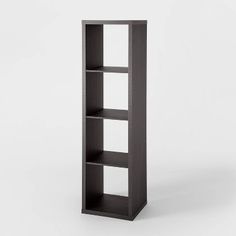 an empty bookcase on a white background