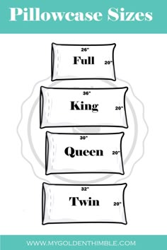 three pillowcase sizes for king and queen