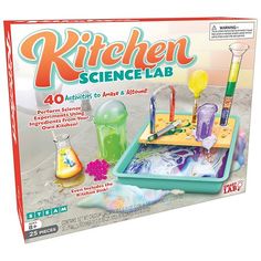 the kitchen science lab kit is in its box and ready to be used as an experiment