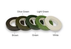 four rolls of green and white tape with the words olive green, light green, brown