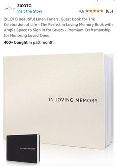 a book with the title in loving memory written on it