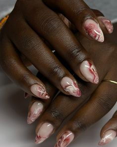 Someone called this marble strawberry cheesecake 🍓🍰 Almond Acrylic Nails, Strawberry Cheesecake, Acrylic Nails, Cheesecake, Manicure, Marble, Nails, Quick Saves, Instagram