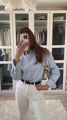 Smart Casual For Work, Casual For Work, Mirror Bag, Closet Mirror, University Outfit, Estilo Preppy, Blouse Work, Clothes Outfits