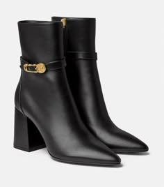 Versace Safety Pin, Booties Dress, Versace Boots, Pink Ankle Boots, Ankle Boots For Women, Dark Romantic, Block Heel Ankle Boots, Boots Heels