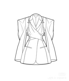 a drawing of a jacket with ties on it