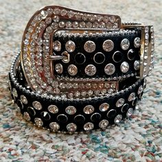 Brand New With Box! Size Large 50 Inch Or X Large 52 Inch Black Belt, Sparkly Glitter Rhinestone Western Belts Buckle Belt Mcbling Belt, Belts Y2k, Belts Buckle, Cowboy Stuff, Y2k Baddie, Plus Size Belts, Cowgirl Bling, Denim And Diamonds, Western Belt Buckles