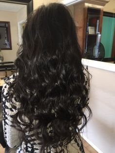 Long Black Curled Hair, Loose Curls Dark Hair, Long Wavy Hair Black, Long Black Curly Hair Loose Waves, Jet Black Hair Wavy, Heartless Curls, Black Wavy Hair, Black Curls, Long Shiny Hair