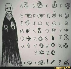 a drawing of a ghost with letters and numbers