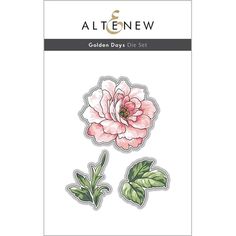 the golden days die set has pink flowers with green leaves