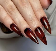 Pin by ༺༻♥༺༻ on ༺༻NAILS༺༻ Goth nails, Vampy nails, Gel nails Dark Red Nails Jelly, Black Red Marble Nails, Red And Black Jelly Nails, Vampy Red Nails, Short Vampire Nails, Goth Red Nails, Vampire Inspired Nails, Halloween Red Nails, Vampire Nails Designs