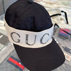 New Gucci Logo Baseball Hat Cap Size M Unisex. 100% Authentic Size M Come With Dust Bag And Gift Receipt And Gucci Paper Bag Designer Gucci Baseball Cap With Embroidered Logo, Designer Adjustable Black Baseball Cap, Designer White Visor Baseball Cap, Designer Baseball Cap With Embroidered Logo, Designer Embroidered Logo Baseball Cap, Casual Gucci Hat With Curved Brim, Gucci Casual Baseball Cap With Curved Brim, Gucci Adjustable Flat Brim Hat, Luxury Gucci Baseball Cap