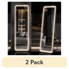 two pack of mirrors with lights on each side and the same light in front of them