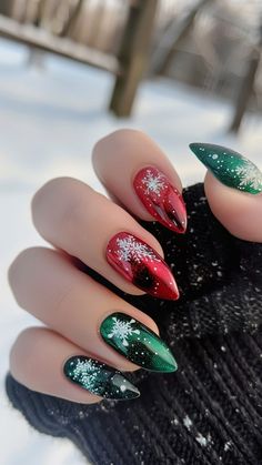 Warning: These 50 Christmas Nails May Cause Excessive Compliments!! 🎄💅 Get into the holiday spirit with these stunning Christmas Nails that will have everyone talking! From Christmas Gel Nails to Christmas Nails Acrylic, there's something for every festive look. Try Cute Christmas Nails or go bold with Red Christmas Nails for that perfect holiday vibe. 🎅✨ Need something quick? Check out Stick On Nails or add some sparkle with Nail Art Noel. These Xmas Nails and Christmas Nail Designs will get... Christmas Season Nails, Christmas Nails Gel Polish, Christmas Nails Lights, Casual Christmas Nails, Christmas Nails Acrylic Almond, Red Green Nails, Funky Christmas Nails, Christmas Nail Decals