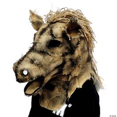 Overhead mask with burlap fabric and hidden eyes. One size fits most adults. Scarecrow Mask, Mask Scary, Horse Mask, Majestic Unicorn, Animal Mask, Horror Masks, Scary Animals, Horse Costumes, Antique Horse