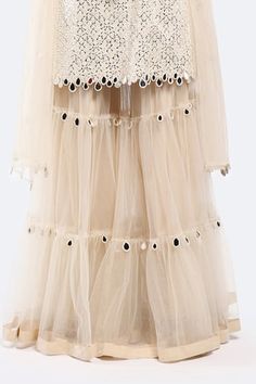 Off white short kurta with mirror embroidery. Paired with a sharara and dupatta. - Aza Fashions Rhea Kapoor, Kurta Sharara Set, Sanya Malhotra, Mira Rajput, Genelia D'souza, Kurta Sharara, Mirror Embroidery, Adah Sharma, Karisma Kapoor