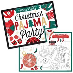 christmas pajama party coloring and activity book with matching stickers - set of 2